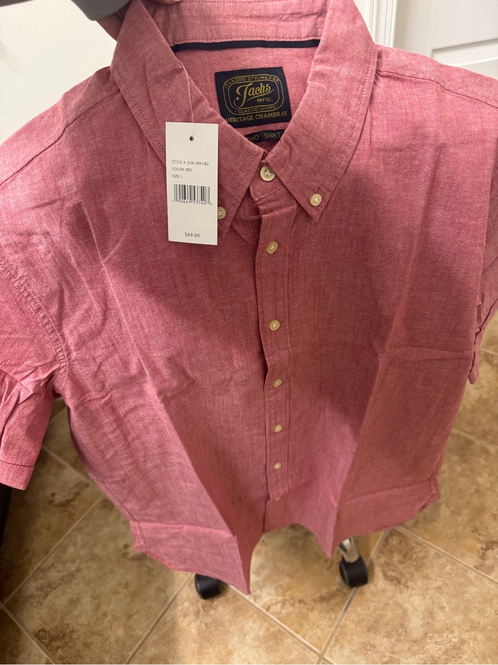 Jachs Men’s Pink Short-Sleeve Button-Down Shirt